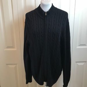 David Taylor Dark Navy Grandma Zip Front Sweater